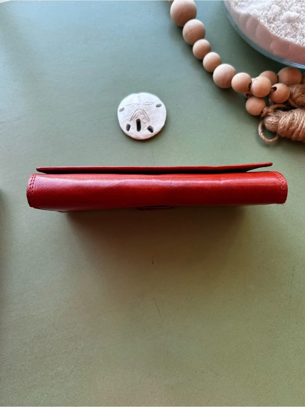 Vera Pelle Firenze Genuine Leather Wallet Red Italian Organizer Made in Italy